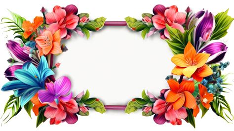 Premium Ai Image Floral Border Frame Card Template Multicolor Flowers