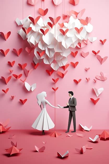 Premium AI Image | valentine day concept origami