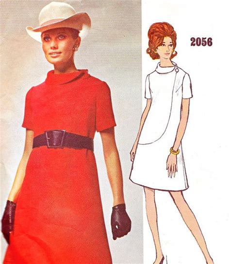 1960s Dress Pattern Vogue 2056 Bill Blass Mod A Line Dress Etsy