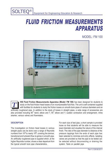 fluid friction measurements apparatus - Solution Engineering