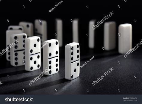 Dominoes Lined Up Ready To Fall Concept For Domino Effect Balance And