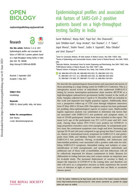 Pdf Epidemiological Profiles And Associated Risk Factors Of Sars Cov