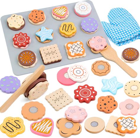 masonbaby wooden play food wooden cookie baking playset pcs