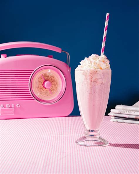 Strawberry Pink Milkshake In Retro Room Diner Aesthetic Retro