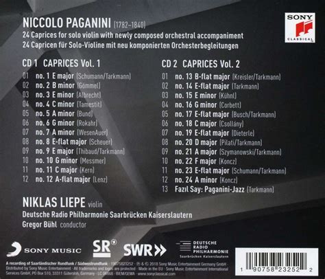 Niccolo Paganini Capricen op 1 Nr 1 24 für Violine Orchester 2 CDs