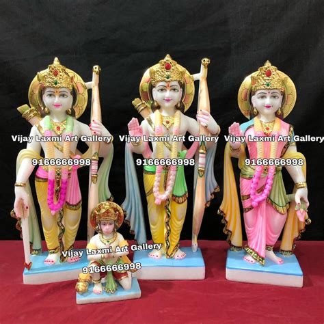 White Hindu Painted Marble Ram Darbar Statue For Worship Size 1 To