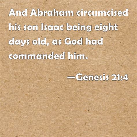 Genesis 214 And Abraham Circumcised His Son Isaac Being Eight Days Old