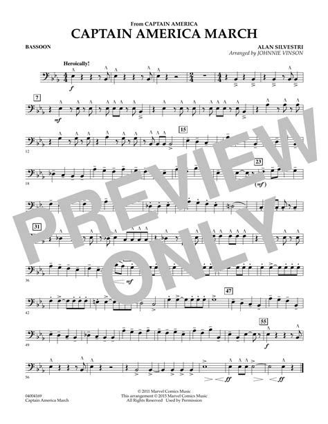 Captain America March Bassoon By Johnnie Vinson Sheet Music For