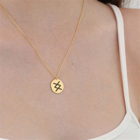 Personalized Viking Runes Necklace, 14K Gold or Sterling Silver Necklace, Viking Runic Symbol ...