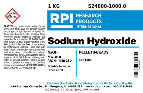 Sodium Hydroxide Beads Lab Grade Food Grade Lye