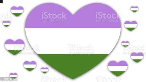 Happy Pride Month Genderqueer Pride Flag Heart Background Stock