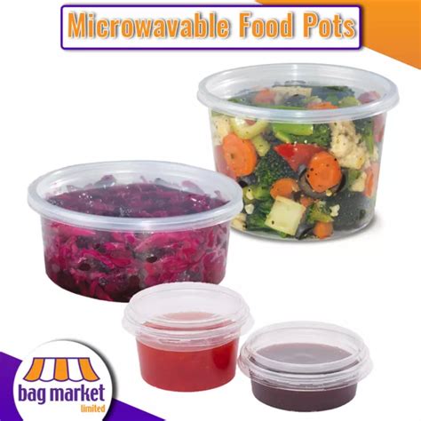 ROUND FOOD CONTAINERS With Lids Microwavable Plastic Pots Takeaway