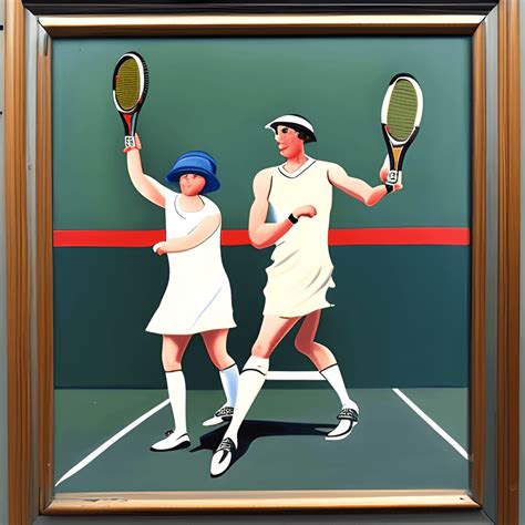 Vintage 1920s Tennis Players Tennis Match Painting · Creative Fabrica