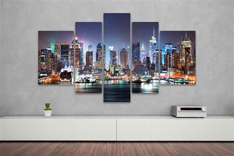 Kunstdruck New York City Skyline Manhattan Bei Nacht