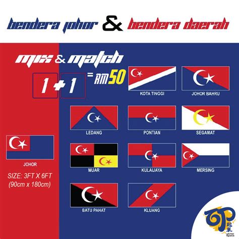 3 X 6 Goverment Standard Johor Banner Flag Daerah Bendera Johor