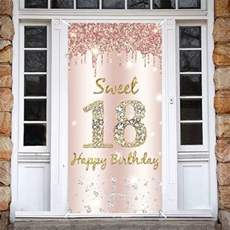 Tecreo Happy Th Birthday Door Banner Backdrop Decorations For Girls