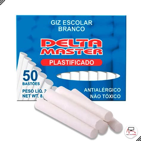 Giz Escolar Plastificado Branco Delta Unidades Shopee Brasil