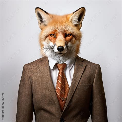 Fox Wearing A Suit Hyperealistic Anthropomorphic Animal Portrait Ai