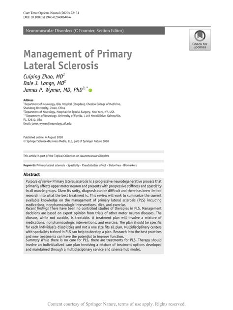 Management of Primary Lateral Sclerosis