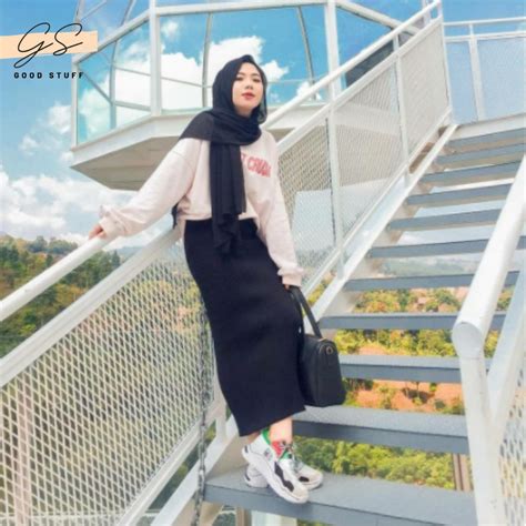 Jual Rok Span Hitam Panjang Rok Span Knitted Good Stuff Shopee Indonesia