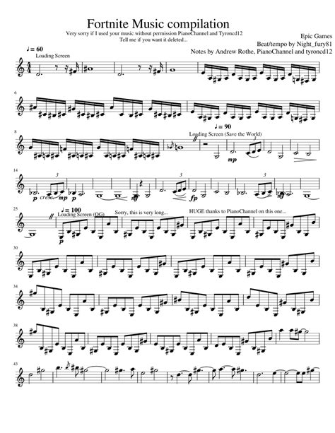 Fortnite Music Compilation Sheet Music For Piano Download Free In Pdf