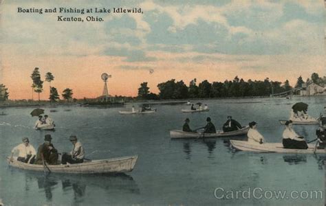 Boating and Fishing at Lake Idlewild Kenton, OH Postcard