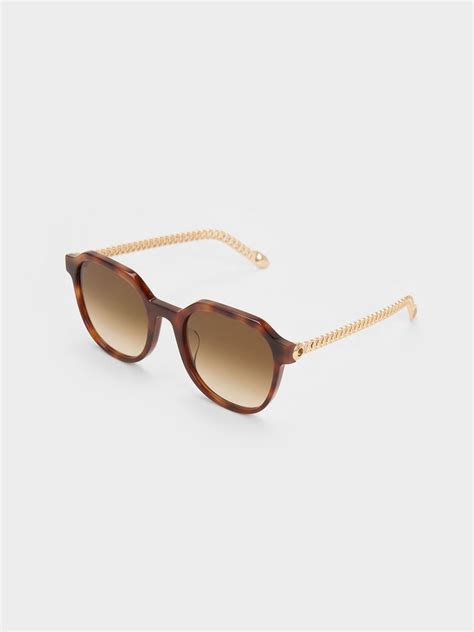 Tortoiseshell Recycled Acetate Chain Link Sunglasses Charles And Keith Us