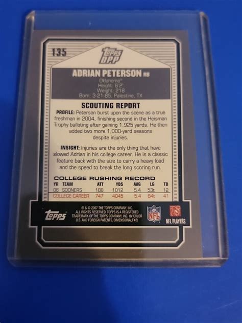 Rare Bronze Topps Dpp Adrian Peterson Rookie Rc Vikings