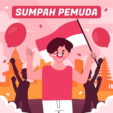 Free Vector Flat Illustration For Indonesian Sumpah Pemuda