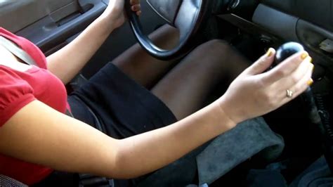 Nina Short Skirt Long Legs High Heels Shifting Diesel Pickup S Big Floor Shift Lever Youtube