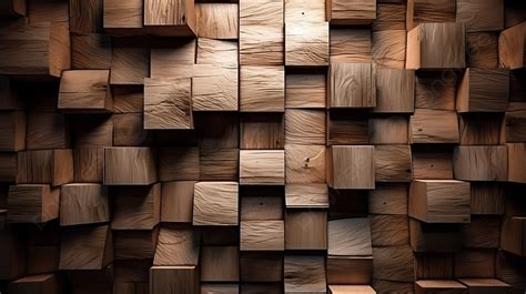 Beautiful Wooden Wall And Wood Cubes In The Background 3d Abstract