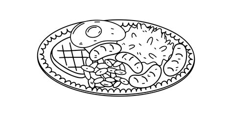 Bandeja paisa in hand drawn doodle style. Traditional dish of Colombia ...