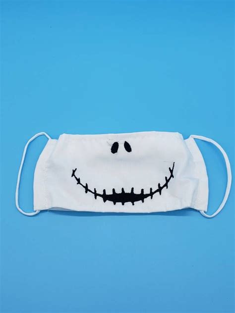 Jack Skellington Face Mask With Nose Wire Filter Pocket Cotton - Etsy