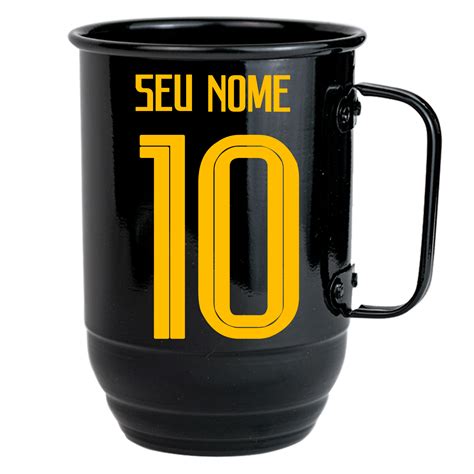 Kit Caneca Preto Brilhante Universitária 850ml Hexa Brasil CBF Cordão