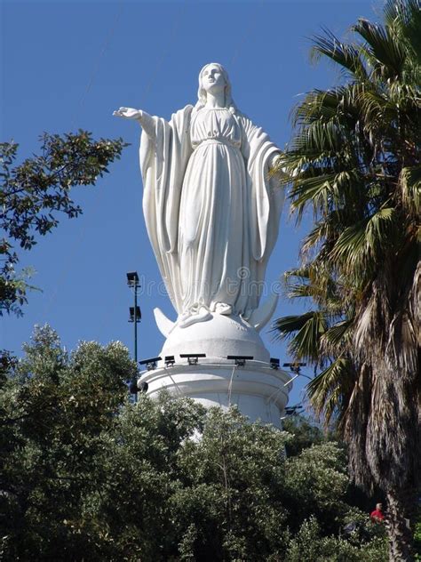 Santiago De Chile. Cerro San Cristobal. Statue of Virgin Mary Editorial ...