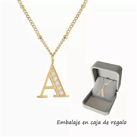 Collares Mujer Inicial Letras Baño Oro 18k Zirconias MercadoLibre