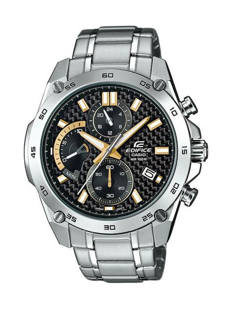 Casio Edifice Premium Ρολόι Χρονογράφος Solar με Ασημί Μεταλλικό