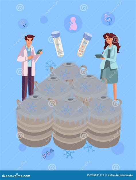 Vector Isolated Illustration Of Egg And Sperm Freezing Stock Vector