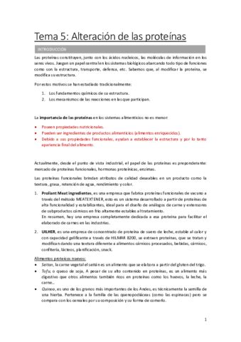 Tema Alteracion De Las Proteinas Pdf