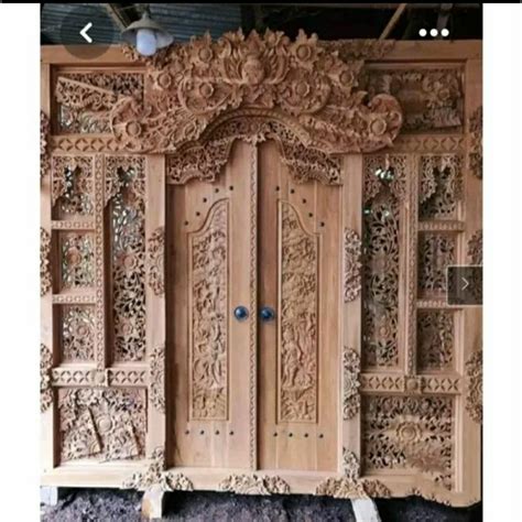 Jual Pintu Ukir Gebyok Style Bali Kayu Jati Motif Pintu Relif Ramayana