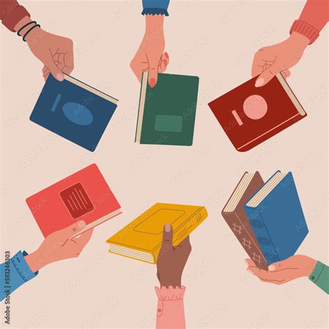 Books Exchange Or Crossing Concept Hands Holding Books People