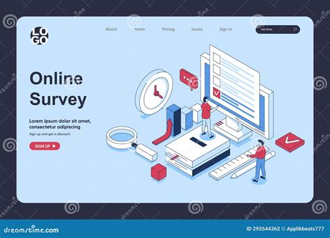 Online Survey Concept In 3d Isometric Design For Landing Page Template. People Giving Feedback ...