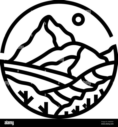 Map Mountain Landscape Line Icon Vector Illustration Stock Vector Image