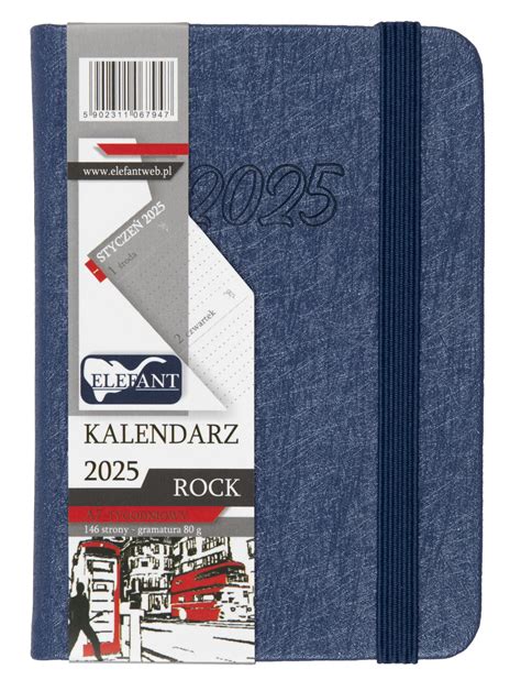 Rock Kalendarz A7 Tygodniowy Szafirowy 2025 Praca Zbiorowa