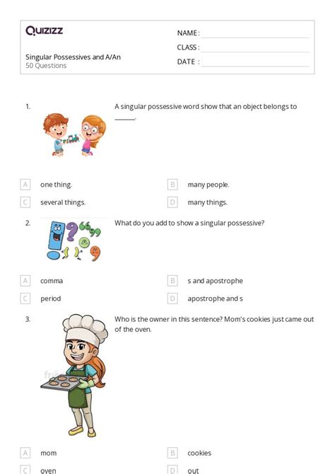 50 Singular Possessives Worksheets On Quizizz Free Printable