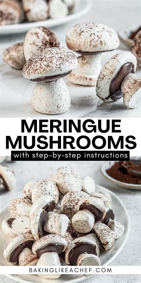 A Batch Of Meringue Mushrooms Yule Log Cake Recipe Meringue Mushrooms