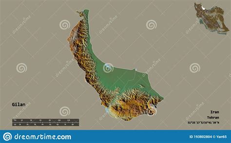 Gilan, Province of Iran, Zoomed. Relief Stock Illustration ...