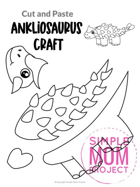 Black And White Dinosaur Cut And Paste Craft Templates Simple Mom