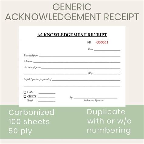 Plain X Carbonized Acknowledgement Receipt Sheets Ply