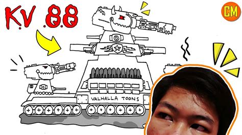 Cara Menggambar Tank Kv 88 Valhalla Toons Kartun Tentang Tank Youtube